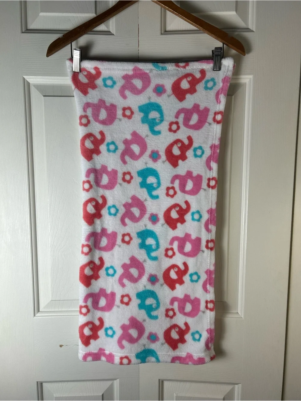 Zak & Zoey Pink Blue Elephants Baby Blanket Flowers White Gray Floral